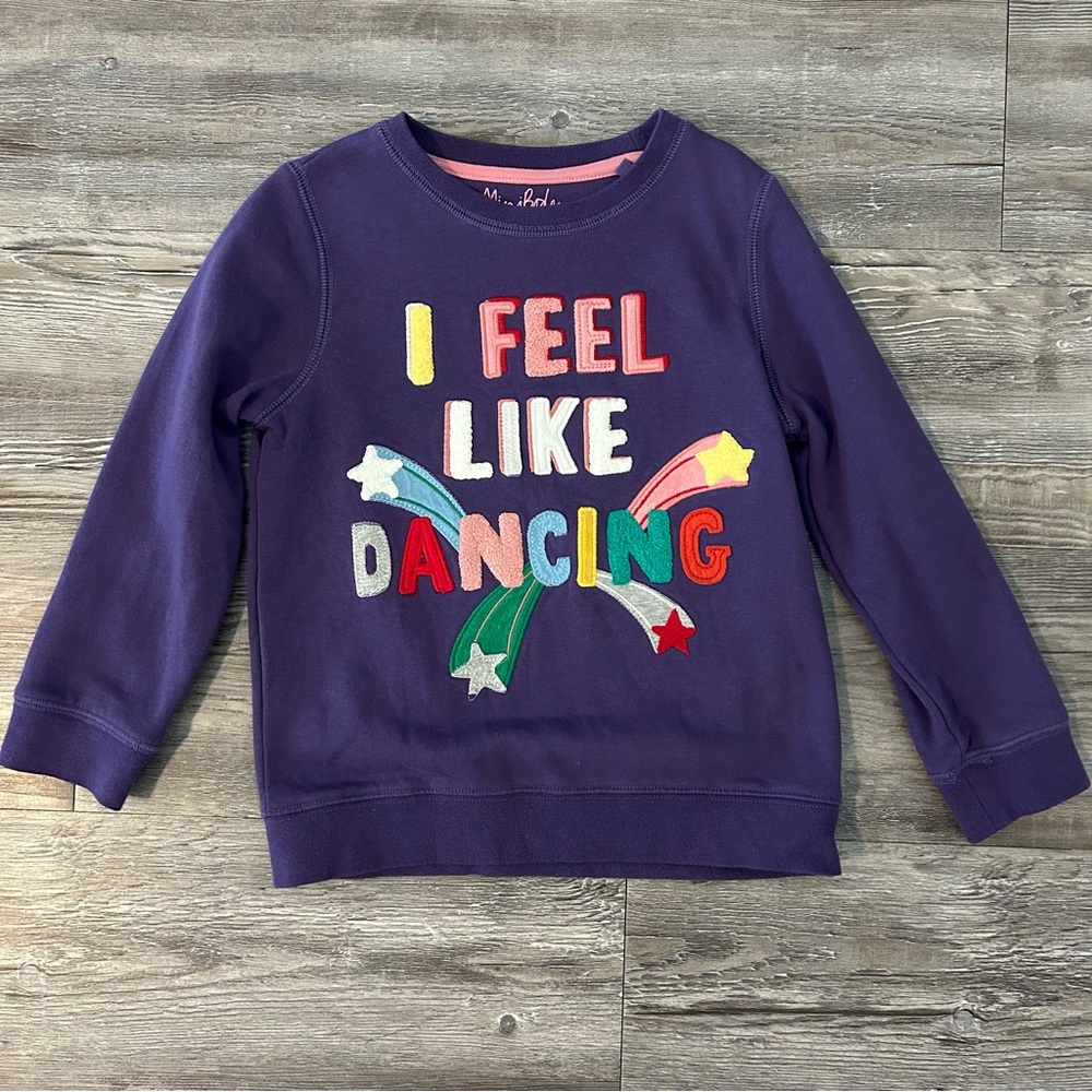 Mini Boden I Feel Like Dancing Sweatshirt Size 5-6